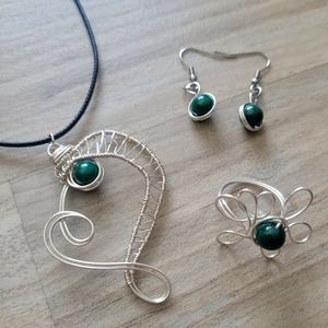 Malachite Handmade Wire Wrapped Set